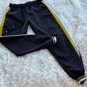 Zara Black Joggers with Yellow and White Accents